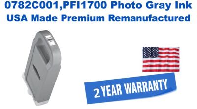 0782C001,PFI1700 Extra High Yield Photo Gray Premium USA Made Remanufactured  ink