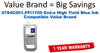 0784C001,PFI1700 Extra High Yield Blue Compatible Value Brand ink
