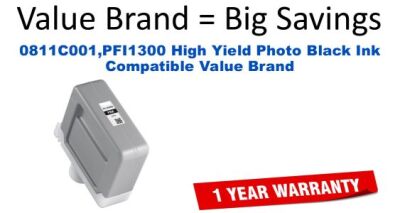 0811C001,PFI1300 High Yield Photo Black Compatible Value Brand ink