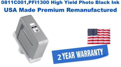 0811C001,PFI1300 High Yield Photo Black Premium USA Made Remanufactured  ink