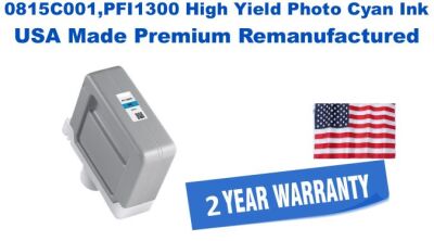 0815C001,PFI1300 High Yield Photo Cyan Premium USA Made Remanufactured  ink