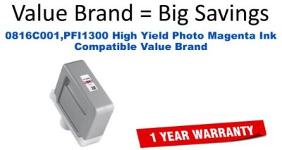 0816C001,PFI1300 High Yield Photo Magenta Compatible Value Brand ink