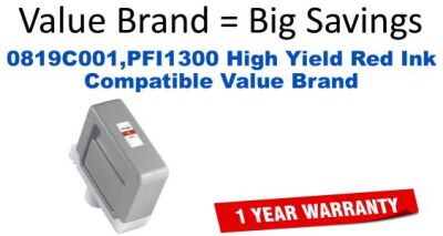 0819C001,PFI1300 High Yield Red Compatible Value Brand ink