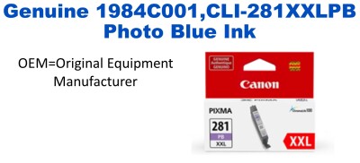 Genuine Canon 1984C001 High Yield Photo Blue Ink Cartridge (CLI-281XXLPB)