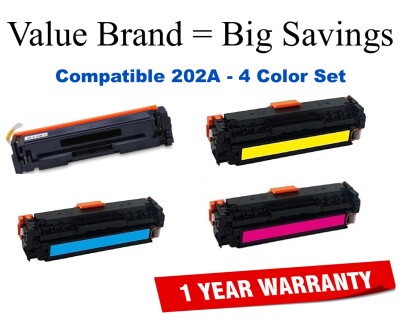 202A Series 4-Color Set Compatible Value Brand HP toner CF500A, CF501A, CF502A, CF503A