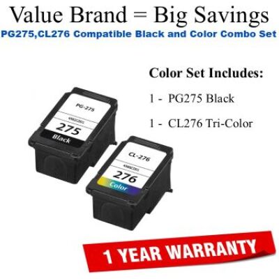 PG275,CL276 Compatible Value Brand Inks Black and Tri-Color Combo
