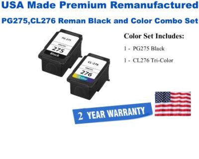 PG275,CL276 Combo Pack Black and Tri-Color Ink Premium USA Made Remanufactured