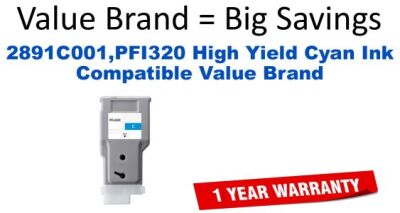 2891C001,PFI320 High Yield Cyan Compatible Value Brand ink