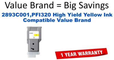 2893C001,PFI320 High Yield Yellow Compatible Value Brand ink