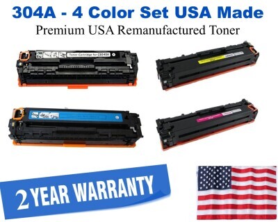 304A Series 4-Color Set Premium USA Made Remanufactured HP toner CC530A,CC531A,CC532A,CC533A