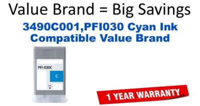 3490C001,PFI030 Cyan Compatible Value Brand ink