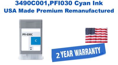 3490C001,PFI030 Cyan Premium USA Made Remanufactured ink
