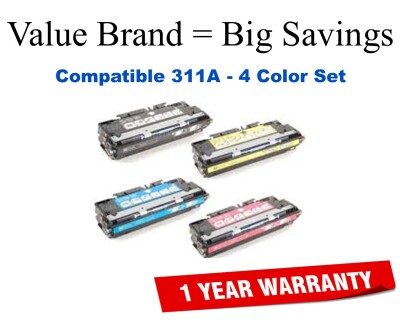 308A,311A 4-Color Set Compatible Value Brand toner Q2670A, Q2681A, Q2682A, Q2683A