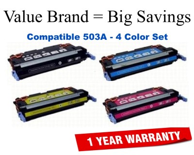 501A,503A 4-Color Set Compatible Value Brand toner Q6470A, Q7581A, Q7582A, Q7583A