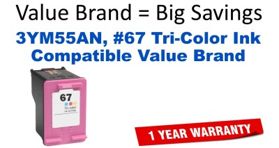 3YM55AN, #67 Tri-Color Compatible Value Brand ink