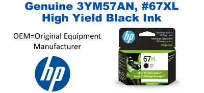 3YM57AN, #67XL Genuine High Yield Black HP Ink