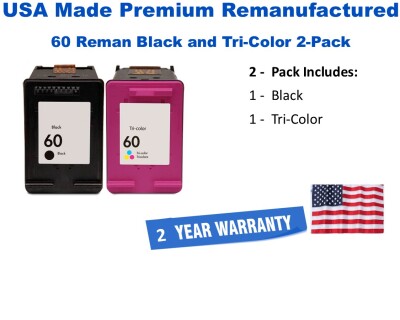 60 Combo Pack Black and Tri-Color Ink Premium USA Made Remanufactured CC640WN,CC643WN