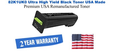 82K1UK0 Ultra High Yield Black Premium USA Remanufactured Brand Toner