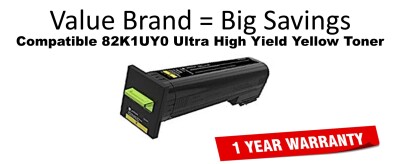 82K1UY0 Ultra High Yield Yellow Compatible Value Brand Toner