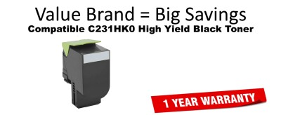 C231HK0 High Yield Black Compatible Value Brand Toner