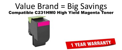 C231HM0 High Yield Magenta Compatible Value Brand Toner