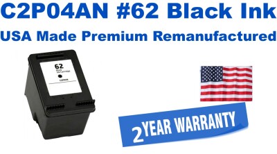 C2P04AN,#62 Black Premium USA Made Remanufactured ink