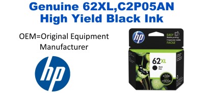 62XL,C2P05AN Genuine High Yield Black HP Ink