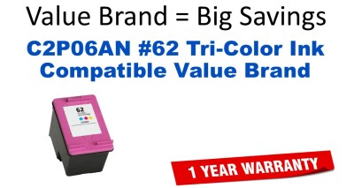 C2P06AN,#62 Tri-Color Compatible Value Brand ink