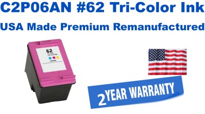 C2P06AN,#62 Tri-Color Premium USA Made Remanufactured ink