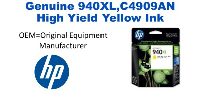940XL,C4909AN Genuine High Yield Yellow HP Ink
