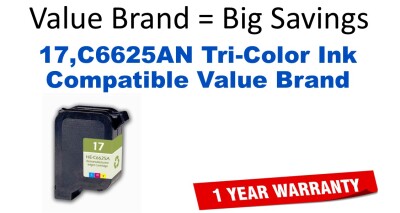 17,C6625AN Tri-Color Compatible Value Brand ink