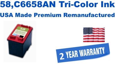 58,C6658AN Tri-Color Premium USA Made Remanufactured ink
