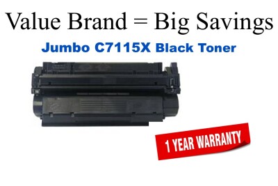 C7115X,15X Jumbo Black Compatible Value Brand HP Jumbo Toner 50% Higher Yield
