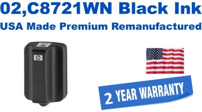 02,C8721WN Black Premium USA Made Remanufactured ink