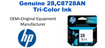 28,C8728AN Genuine Tri-Color HP Ink