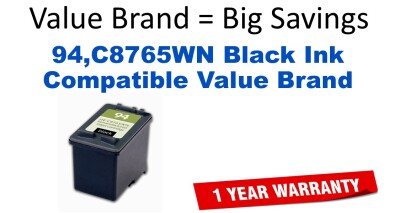 94,C8765WN Black Compatible Value Brand ink