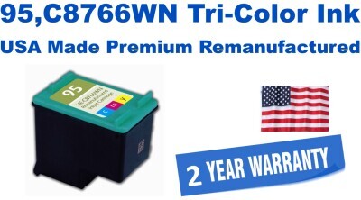 95,C8766WN Tri-Color Premium USA Made Remanufactured ink