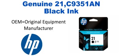 21,C9351AN Genuine Black HP Ink