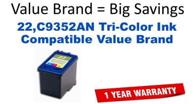 22,C9352AN Tri-Color Compatible Value Brand ink