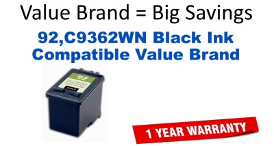 92,C9362WN Black Compatible Value Brand ink