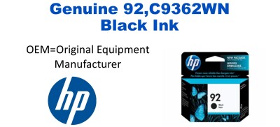 92,C9362WN Genuine Black HP Ink