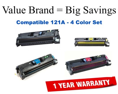121A 4-Color Set Compatible Value Brand HP toner C9700A,C9701A,C9702A,C9703A