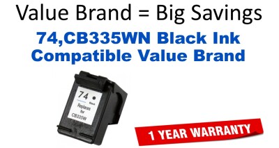 74,CB335WN Black Compatible Value Brand ink