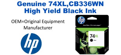 74XL,CB336WN Genuine High Yield Black HP Ink