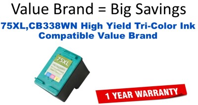 75XL,CB338WN High Yield Tri-Color Compatible Value Brand ink