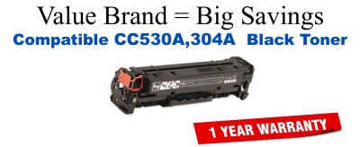 CC530A,304A Black Compatible Value Brand toner