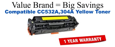 CC532A,304A Yellow Compatible Value Brand toner