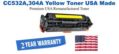 CC532A,304A Yellow Premium USA Remanufactured Brand Toner