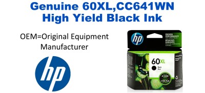 60XL,CC641WN Genuine High Yield Black HP Ink