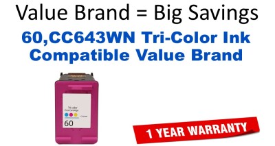 60,CC643WN Tri-Color Compatible Value Brand ink